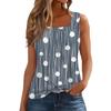 Women's Pleated Square Neck Sleeveless Tank Top Plant Print T-Shirt