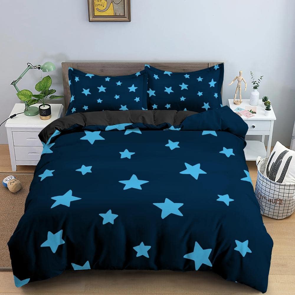 Kawaii Glitter Stars Duvet Cover Twin Queen Psychedelic Space Cosmos Starry Sky Comforter Cover Colorful Star Galaxy Bedding Set