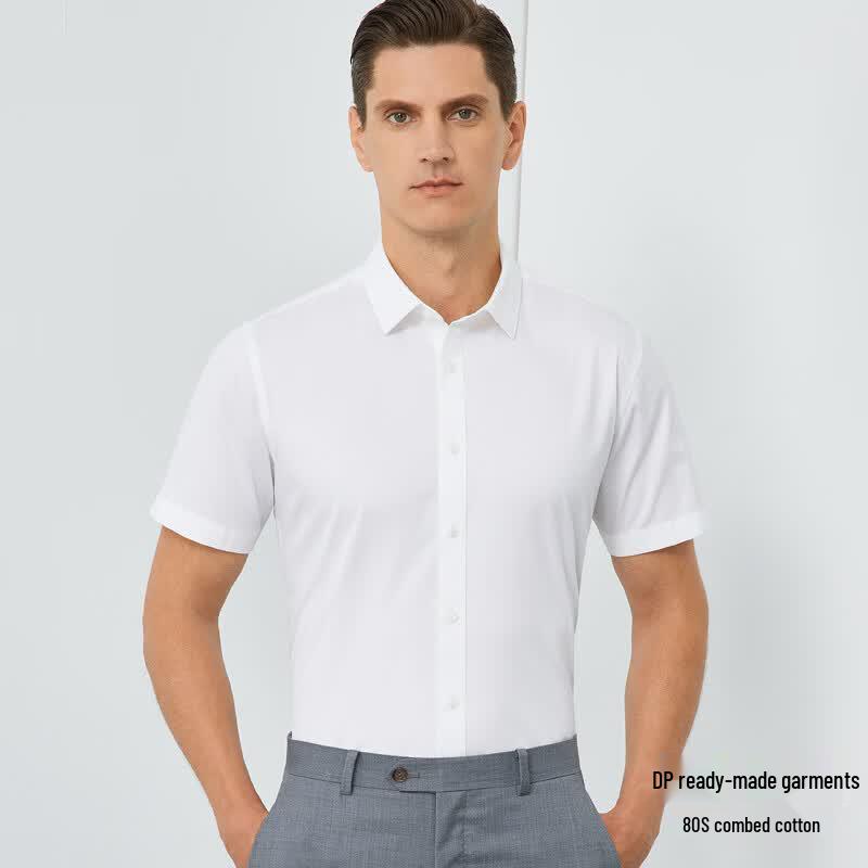 Fengmao Men s 60% Cotton Non-Iron Short-Sleeve Work Shirt 42