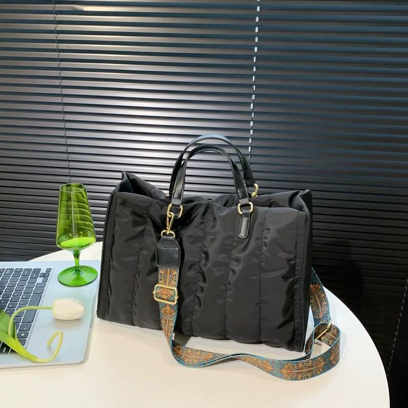 Women Padded Large Capacity Handbags Green Big Totes Classic Nylon Down Cotton Shoulder Bag Office Lady Shopper Bag