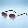 New Fashionable Metal Oval-Frame Sunglasses Retro Street Style Sun Glasses Unisex Outdoor Travel Anti-UV Shades UV400