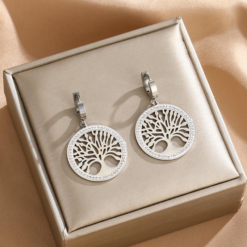 

Серьги-кисточки «Дерево жизни» — титановая сталь серебряный