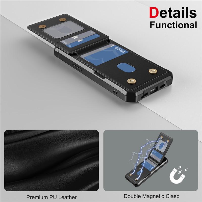 iPhone15 Pro Flip Card Holder Case: Drop-proof, Fits Apple 14, Multi-Card Slot