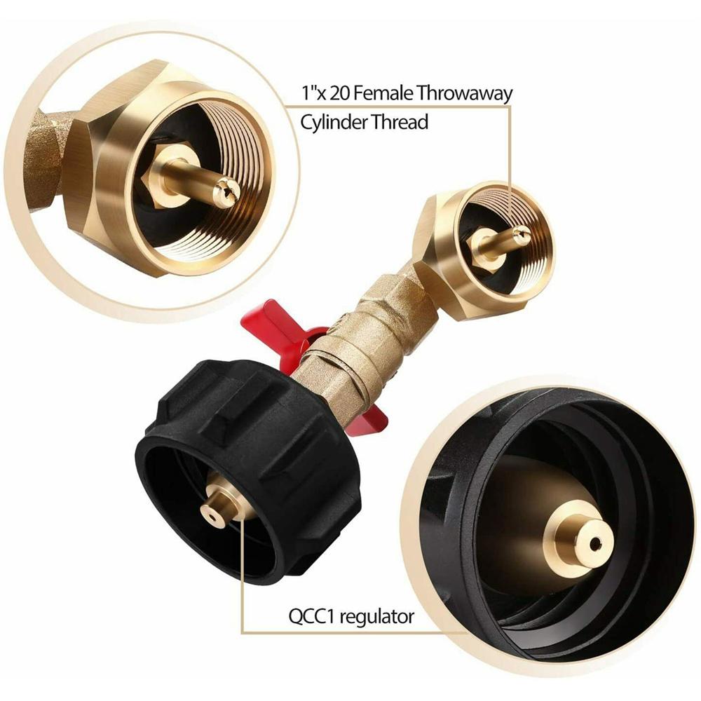 QCC1 Adapter kolankowy 90 stopni do napełniania propanem i zawór sterujący ON-OFF 1LB