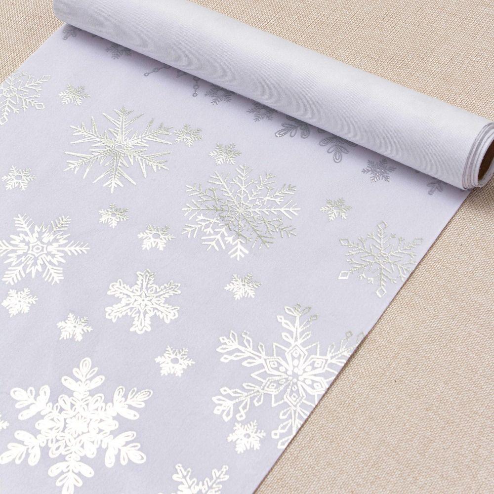 Polyester Christmas Tablecloth Snowflake Printed Table Cover Holiday Style Table Runner  Home Decor