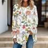 Women Long Sleeve Tunic Top Print Crew Neck Loose Fit Blouse With Pockets Casual Daily Wear Ladies Tops
