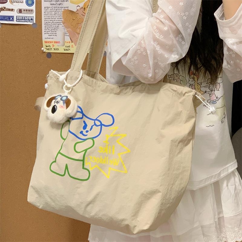 Lazy Wind Large Capacity Shoulder Bag Women's Casual Lightweight Tote Bag Students Commute To Class Cute Hand Bag