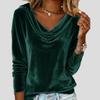 Women's Solid Color V-Neck Velvet Blouse Autumn and Winter Sexy Velvet T-Shirt