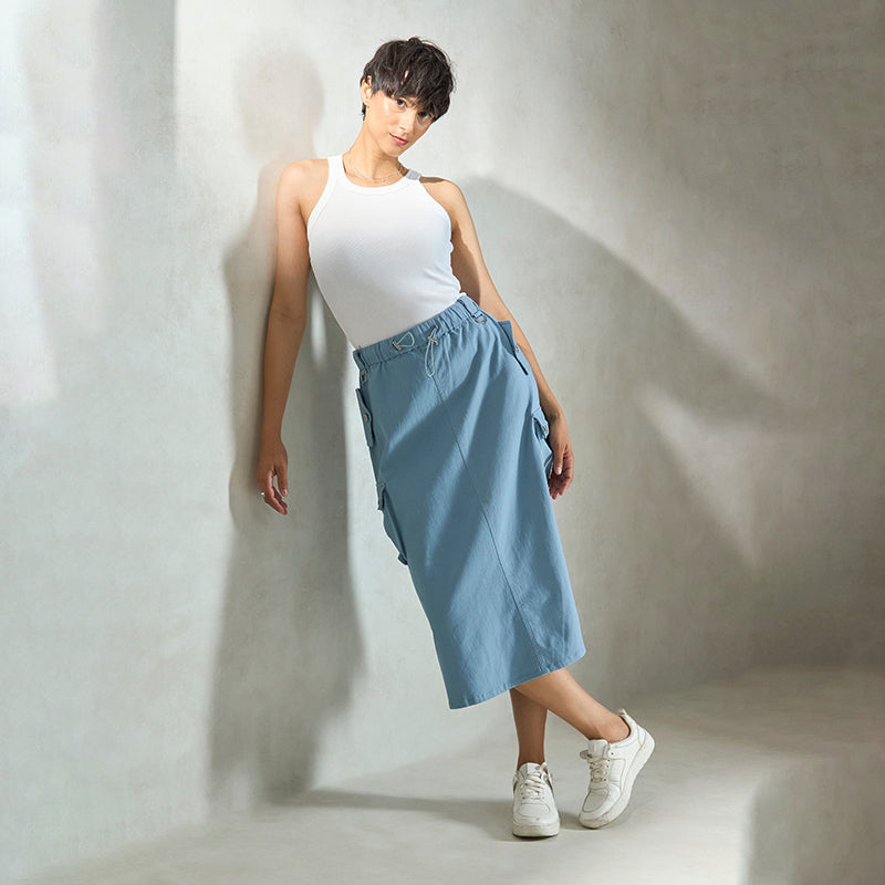 

Virgio Women Midi Length Straight Fit Skirt 26 синий