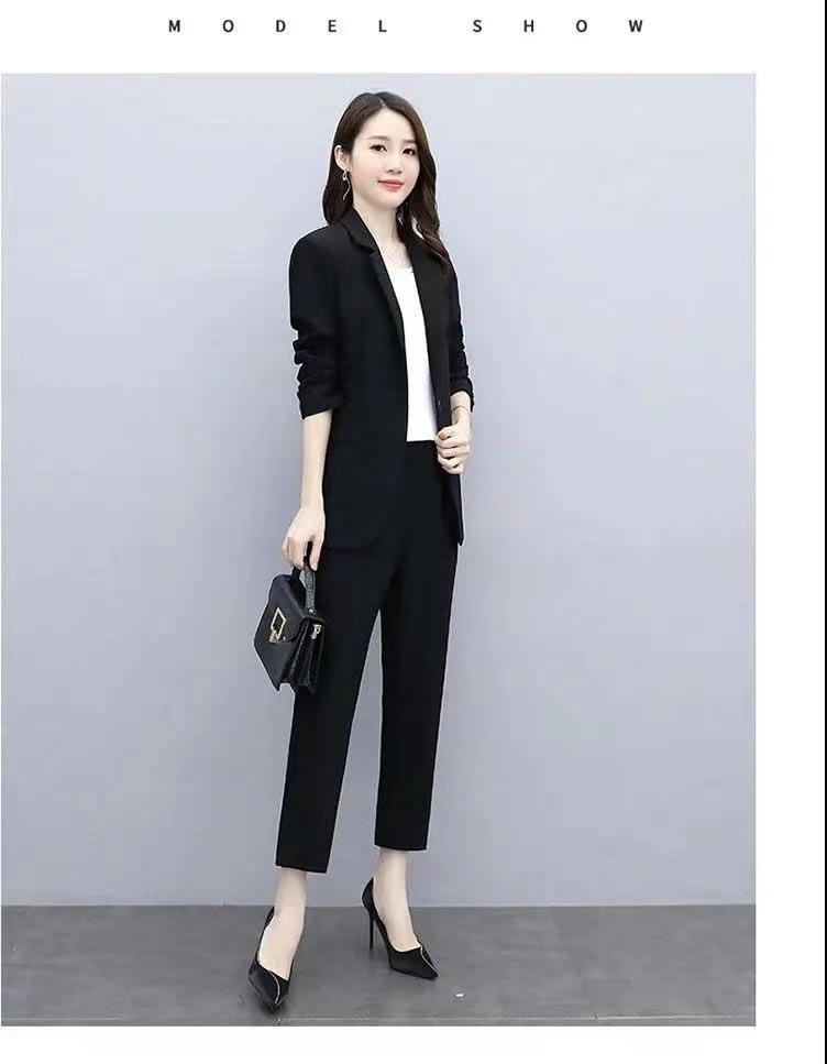 Plus Size Women's 2026 Korean Style Spring/Autumn Casual Suit Set: Fashionable, Professional, Loose Fit