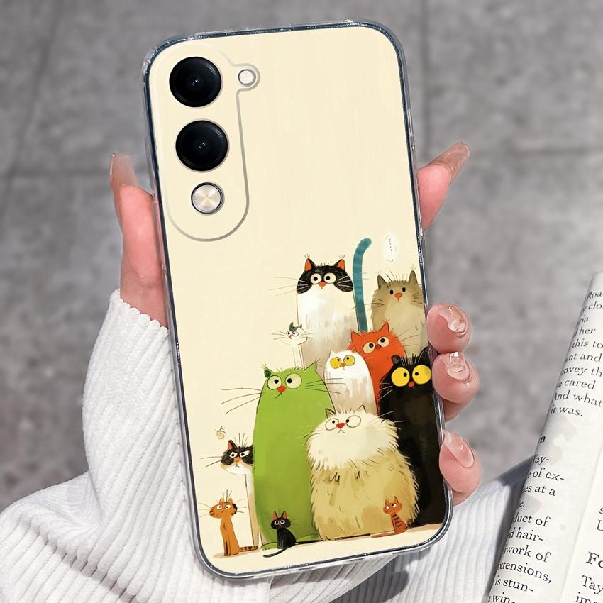 Fashion Casing For Vivo Y04 Y02 Y02a Y02s Y400 Pro X200 Ultra X200s Phone Case Lovely Cat Panda Shell Transparent TPU Soft Silicone Shockproof Housing