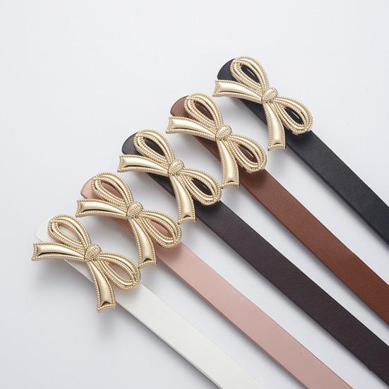 Damer Belte Ensfarget Tynt Faux Skinn Midjebånd med Sløyfedekorasjon Design med Flere Hull Justerbar Lengde Kjole Skjorte Belte