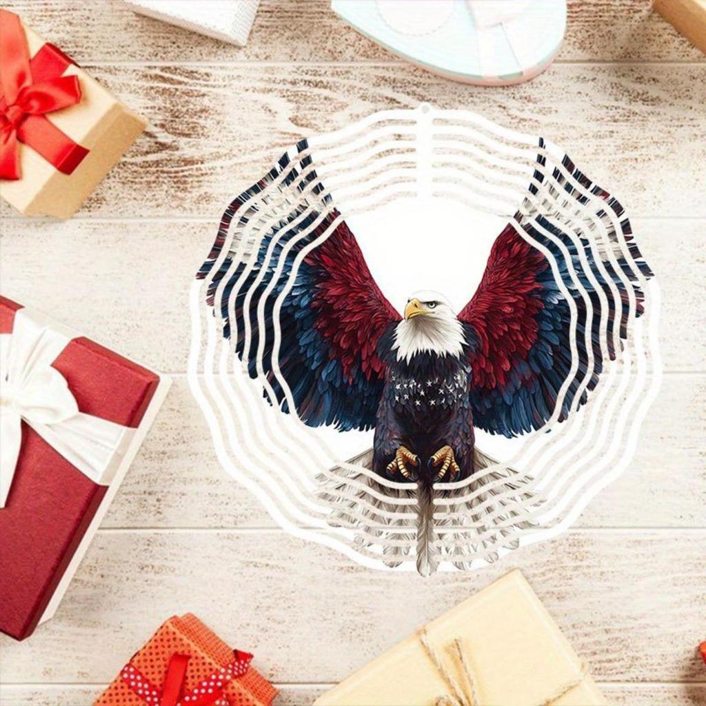 Amerikanische Flagge Adler Design Gartendeko – Klassische sich drehende Windmühle mit rotierendem Windspiel für Außenhof & Terrasse