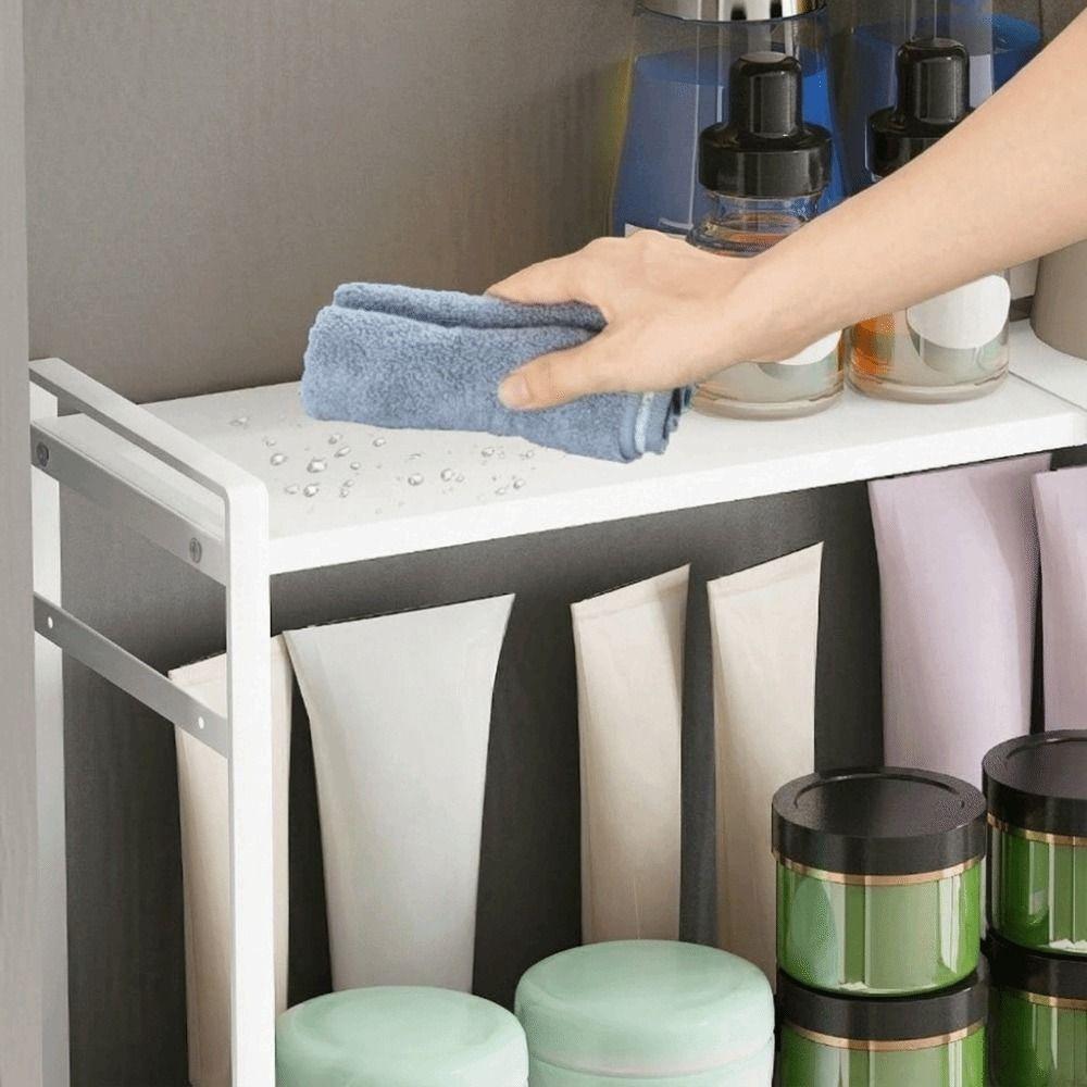 Double-Layer Expandable Cabinet Shelf Large Capacity Narrow Spice Rack  for Kitchen