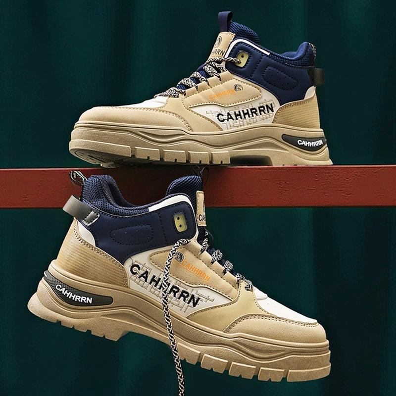 Men's Work Shoes 2026 Autumn New Outdoor Non Slip Comfortable Platform Sneakers Fashion Cross Tied Height Increase Casual Shoes
