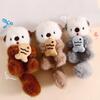 Plush Animal Pendant Cute Otter Holding Fish Keychain Pendant Stuffed Orangutan Bag Backpack Charm Gift for Kids Friends