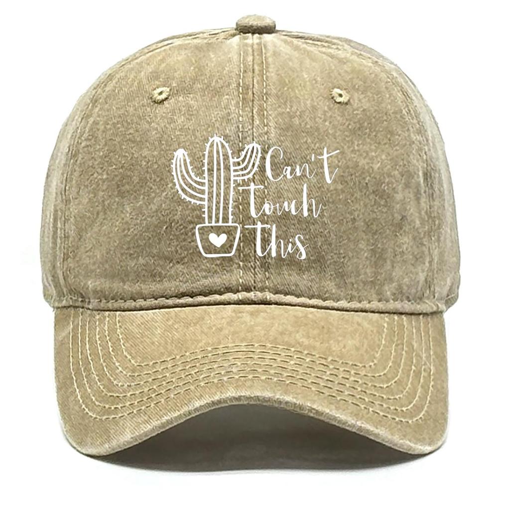 can't touch this" Cactus Print Snapback Sun Hat, Plant Sports Hat Cozy Sun Protective Non-Stretch Fabric Stylish Snapback Baseball Cap