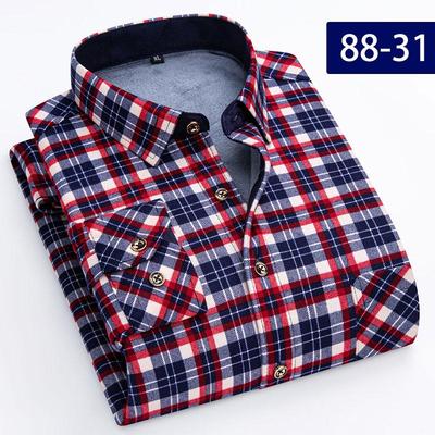7XL 8XL Thickened Autumn and Winter Men's Shirt Long Sleeve Warm Non-ironing Slim Fashion Business Casual Plaid