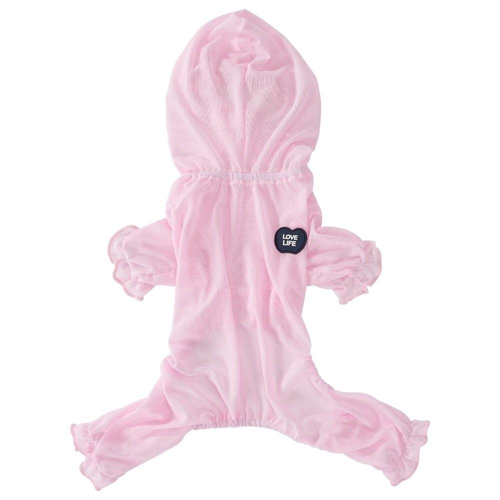 

Breathable Mesh Dog Cooling Clothing Hooded Pet Four-Legged Clothes Pet Apparel Casual Outfit XXL розовый