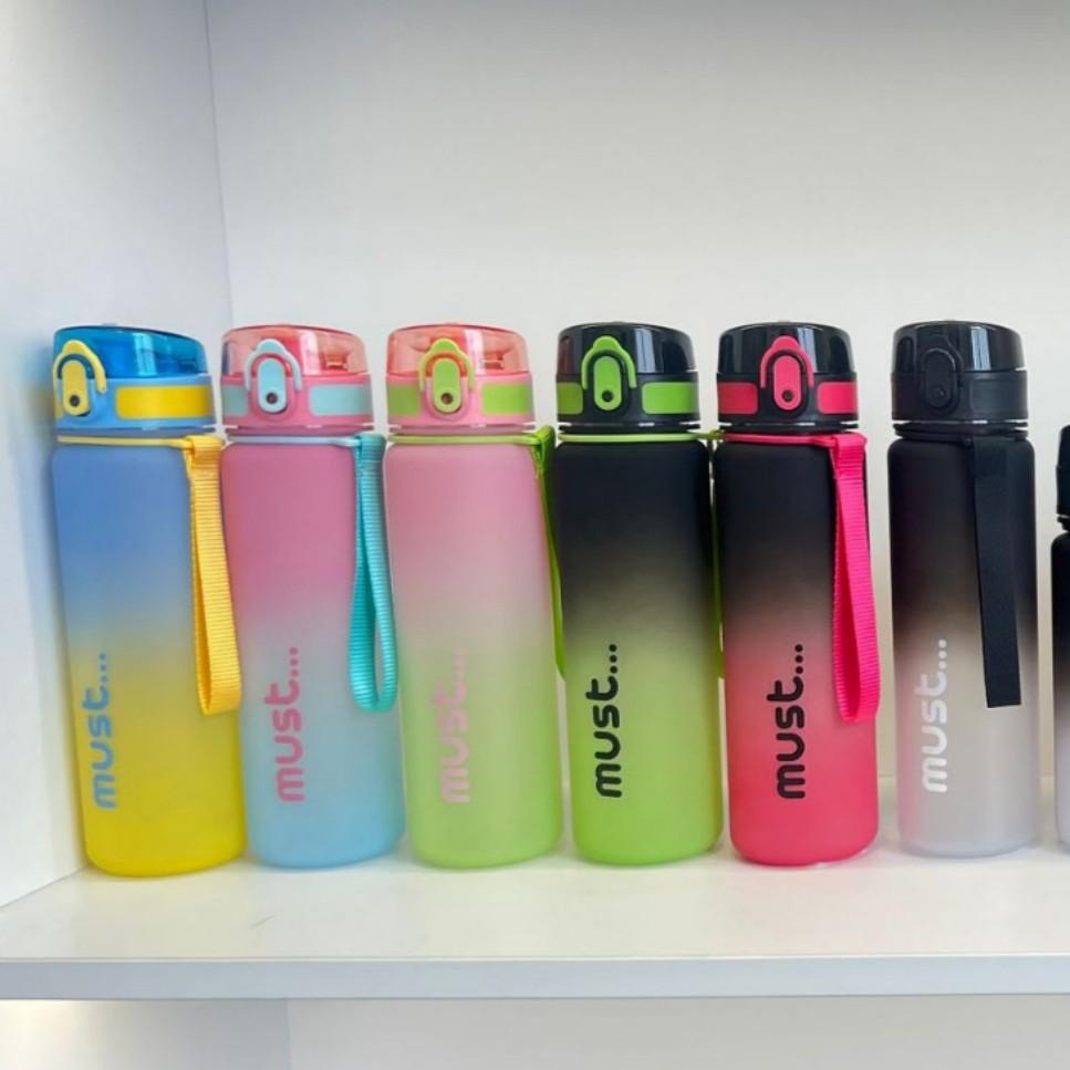 Water bottle Macaron gradual change plastic water cup men and women high value sports kettle PC bounce matte cup