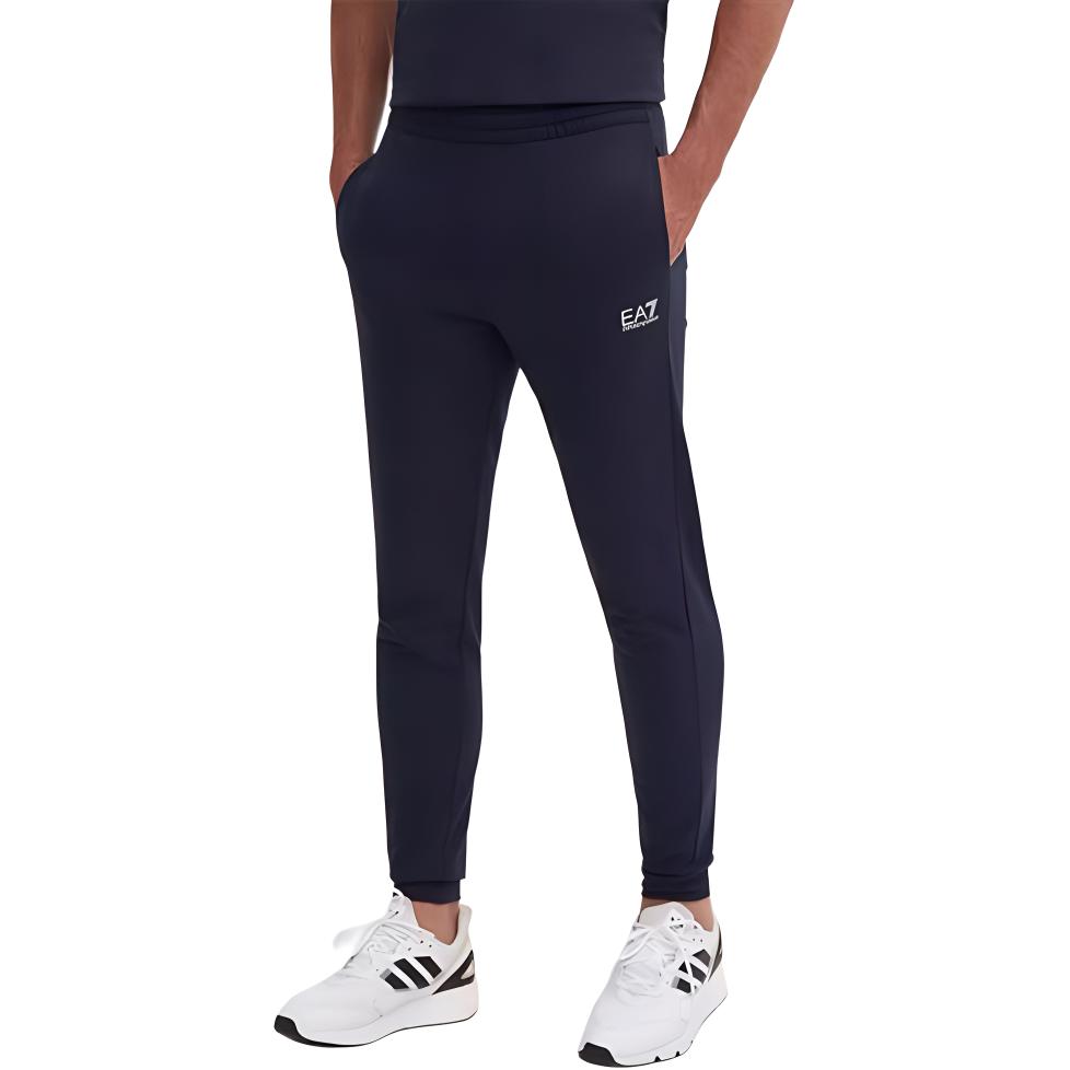 Emporio Armani EA7 FW24 Solid Color Drawstring Letter Pattern Jogger Knit Pants Men bottoms Dark-Blue 8NPP66-PJVRZ-1562
