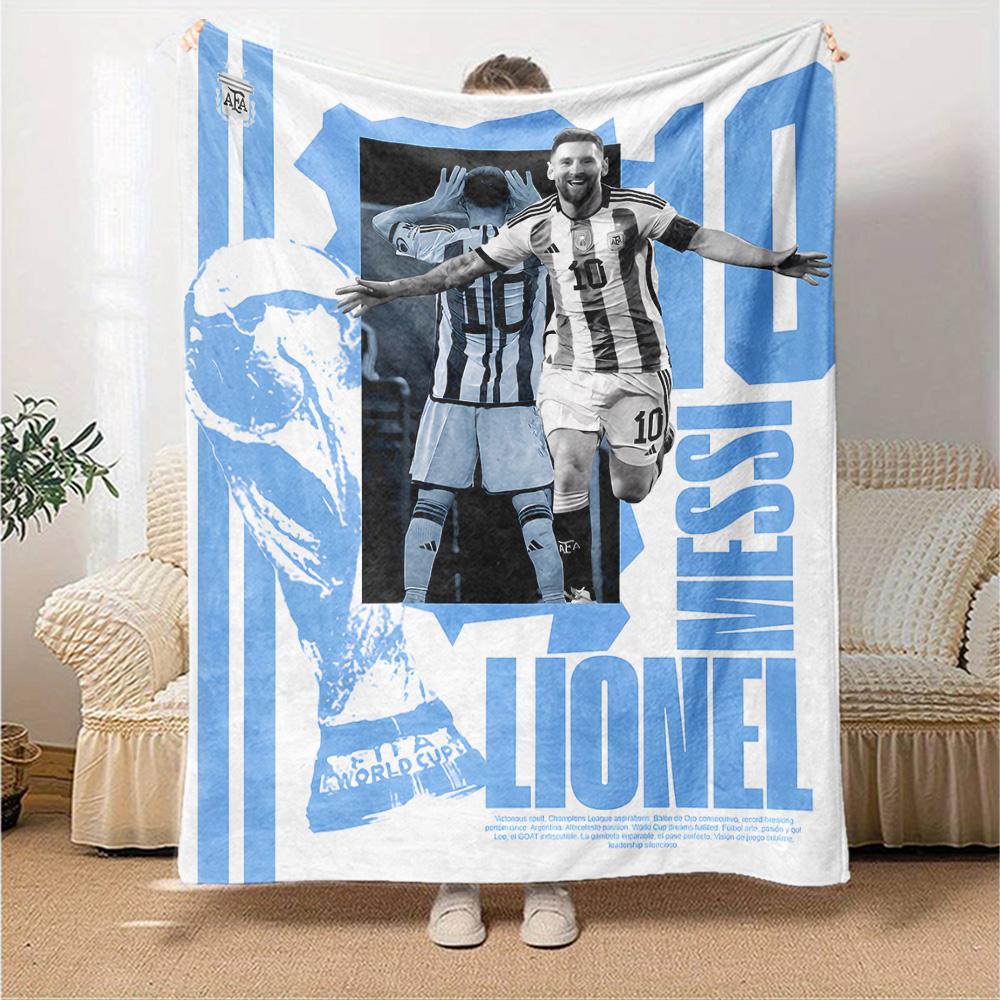 Leo Messi Artwork Blanket Ultra-Soft Great for Office Livingroom Sofa All-Season Use Playful Design Perfect Gift for Relatives and Friends