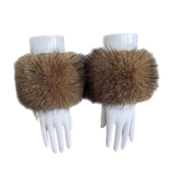 1 Pair Faux Fur Wrist Cuffs Women Furry Arm Warmers Fluffy Warm Furry Bands for Winter Spring Autumn Outfits Skiing Parties