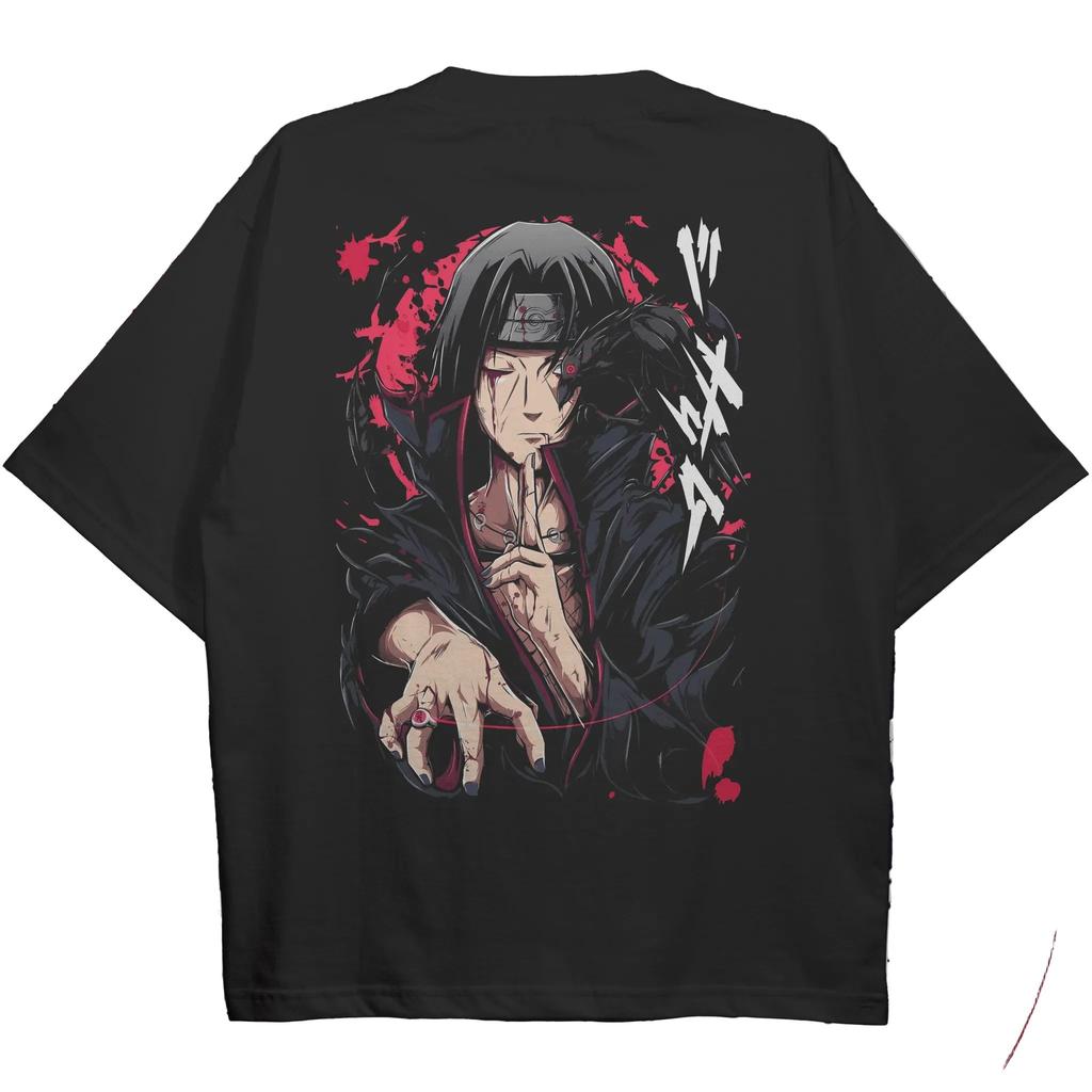 Naruto Itachi Uchiha T-Shirt Men Summer Anime Sharingan Crow Graphic Tee Japanese Manga Streetwear Short Sleeve Top
