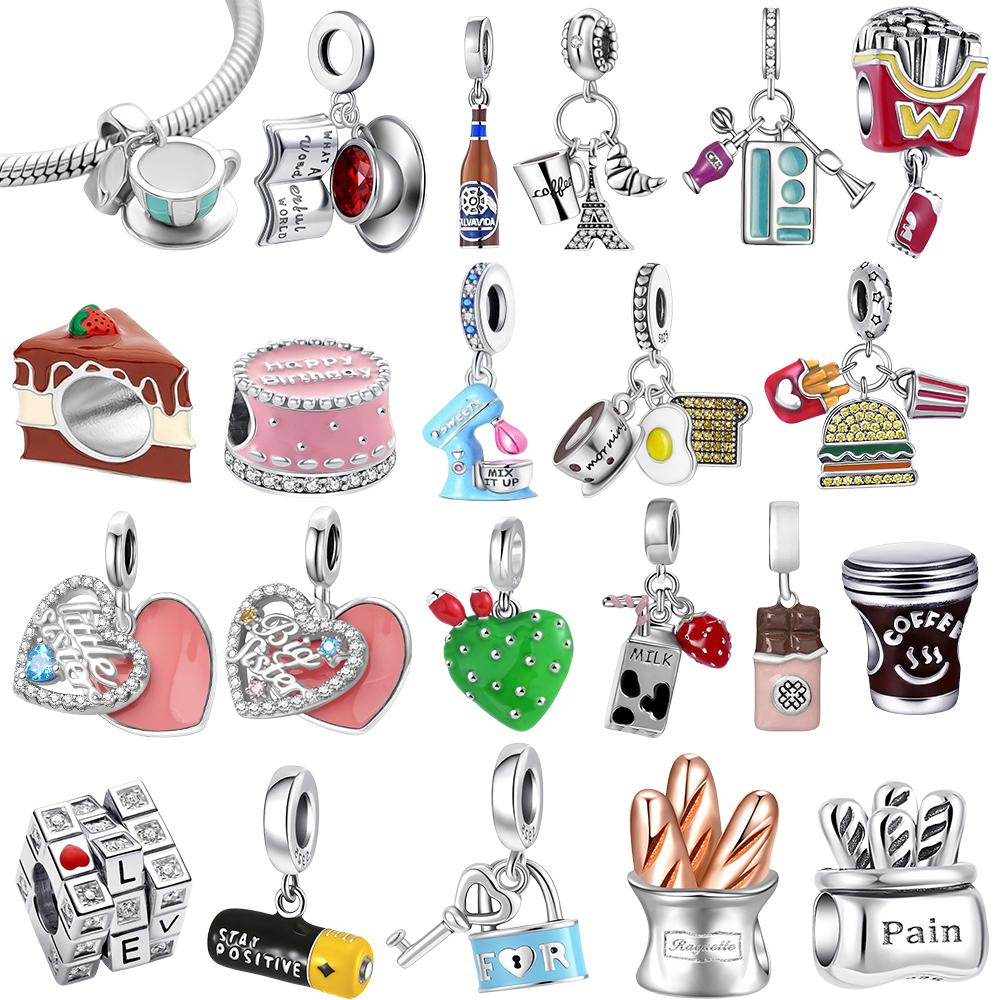 Latest Copper Love Rubik'S Cube Cake Cup Battery Charm Pendant Bead Fit For Original Bracelet Diy Women'S Boutique Jewelry