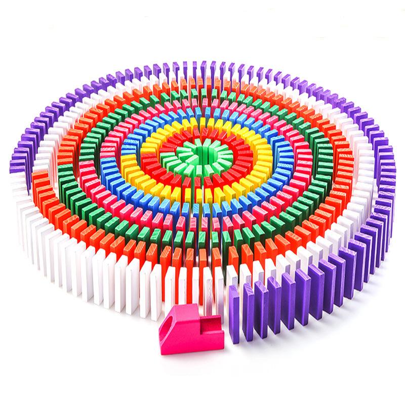 Dominos colorés 120 pièces de jeu pour enfants Mécanisme Domino Pièces de construction en bois