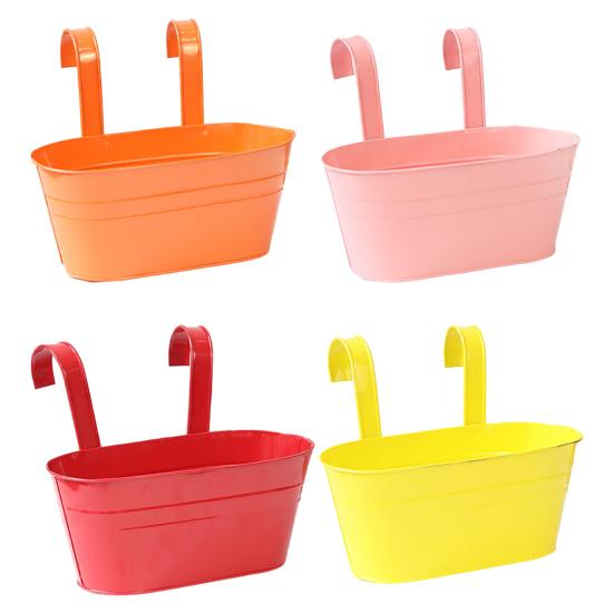 

4 шт. Железные подвесные цветочные горшки, настенные кашпо со съемными крючками, дренажными отверстиями, подвесные кашпо для балкона, забора, декора сада 4pcs