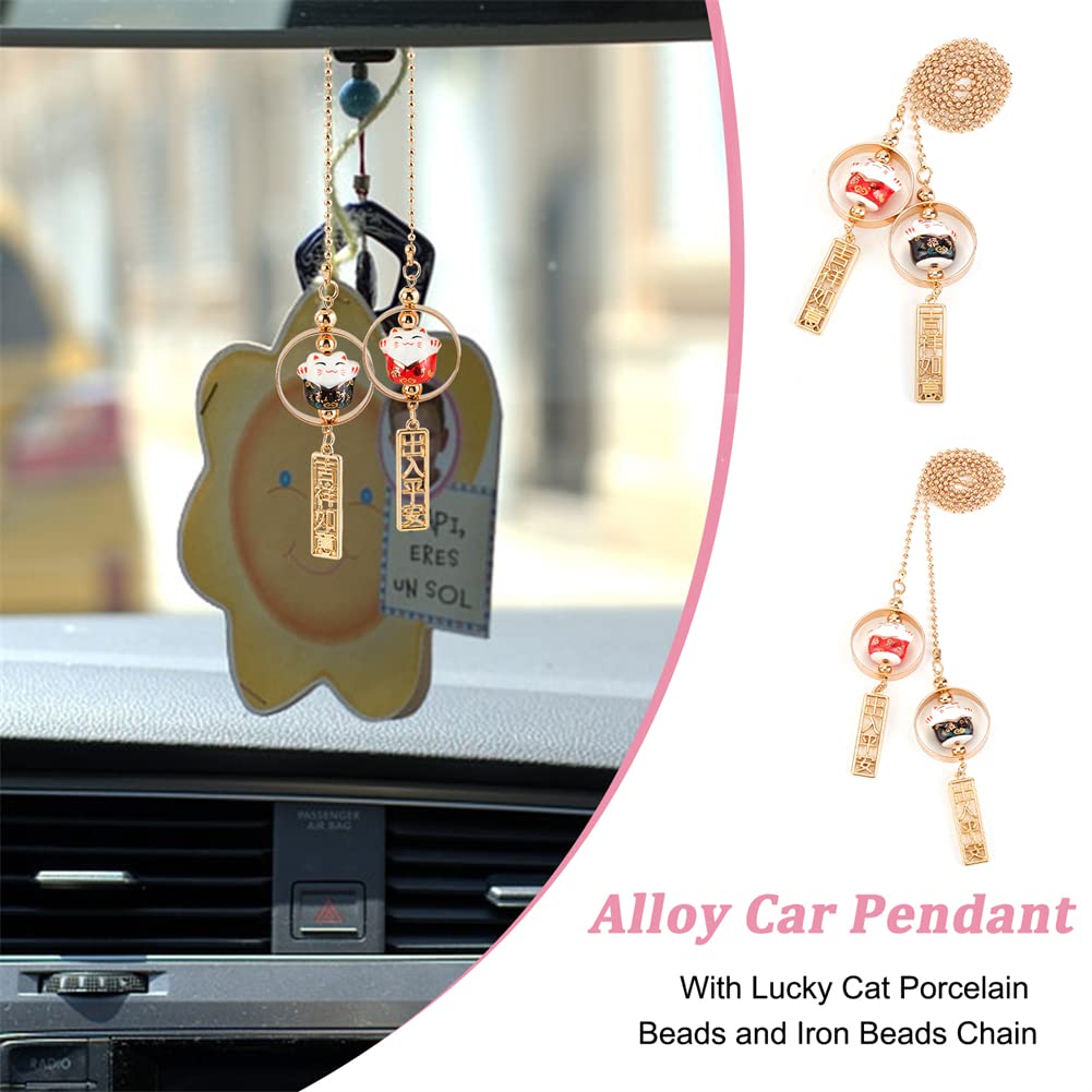OLYCRAFT 2 Stück 2 Farben Autoanhänger Autoanhänger Glückskatzenanhänger Maneki Katze Auto
