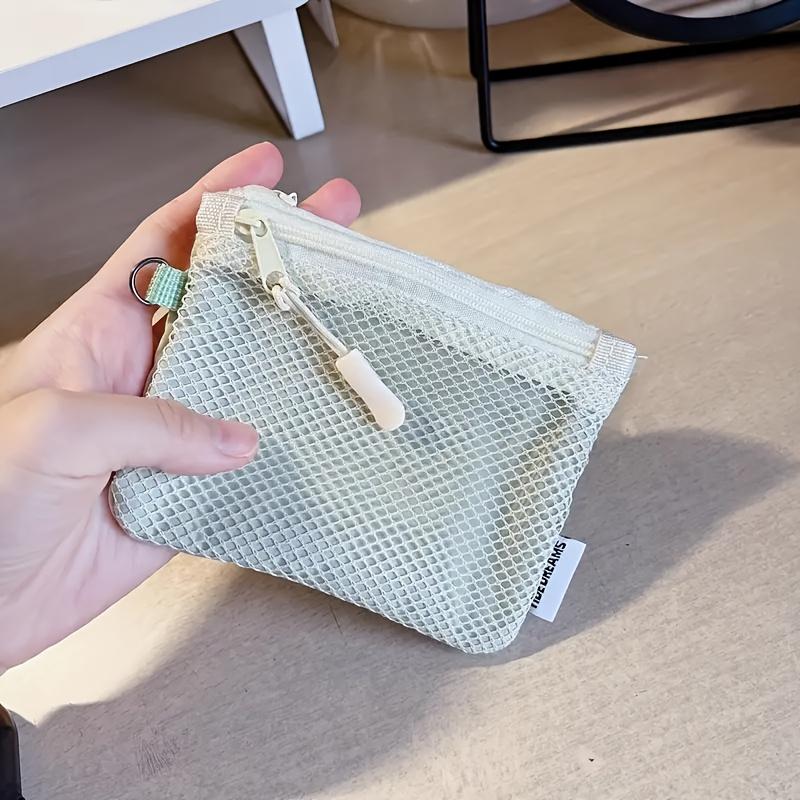 1pc Mesh Zipper Pouch Portable Mini Storage Bag Makeup Cosmetics Toiletries Compact Travel Organizer Lipstick Makeup Bag