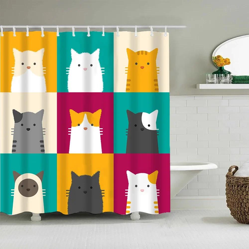 Versatile Design Bathroom Curtain With Hooks Easy Install Waterproof Easy Clean For Home Hotel Dorm Use