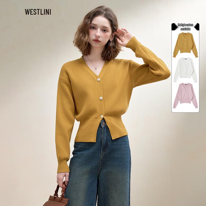 

Women s French Style V-Neck Knit Cardigan M