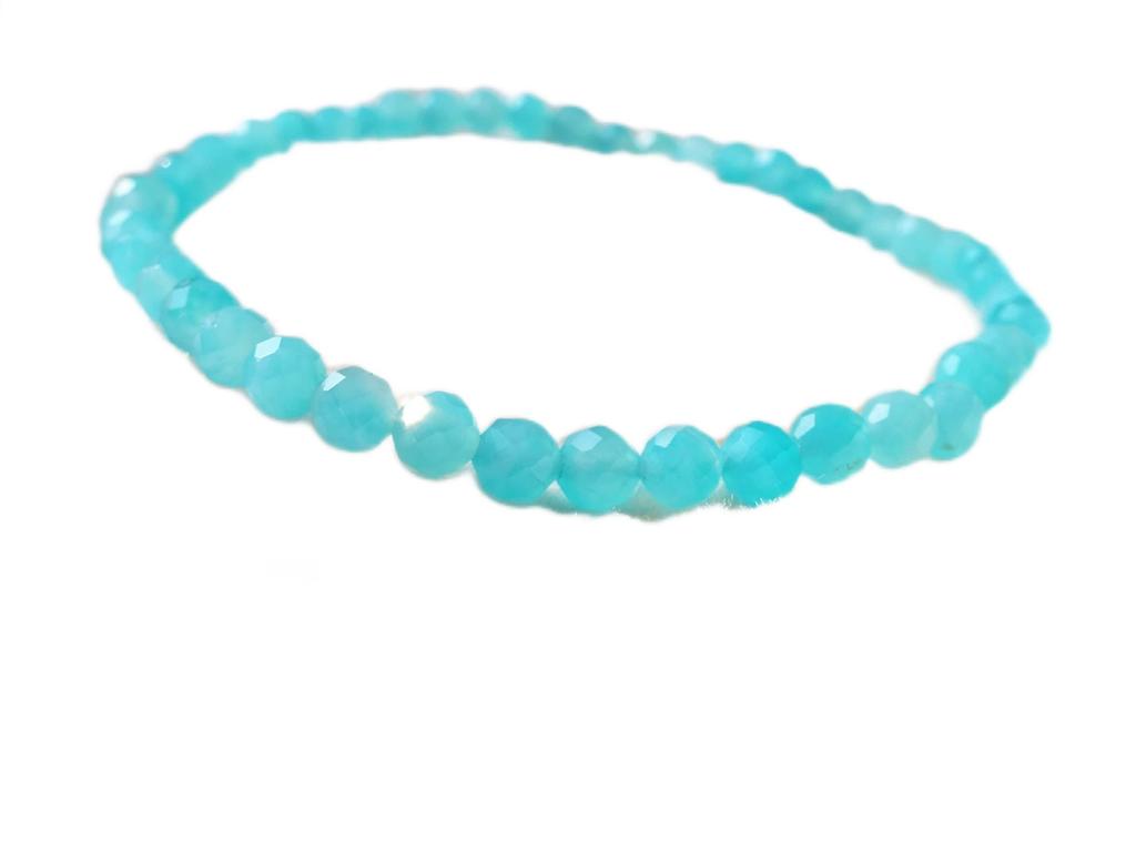 For Wish and Good Amazonite Bracelet for Men and Women Natural Power 4mm Round Cut 15cm Women with Small Kanaishi [Amulet Dreams, Fulfillment, Hope,