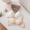 Mulberry Silk French Lingerie Lace Triangle Cup Bra for Small Chest