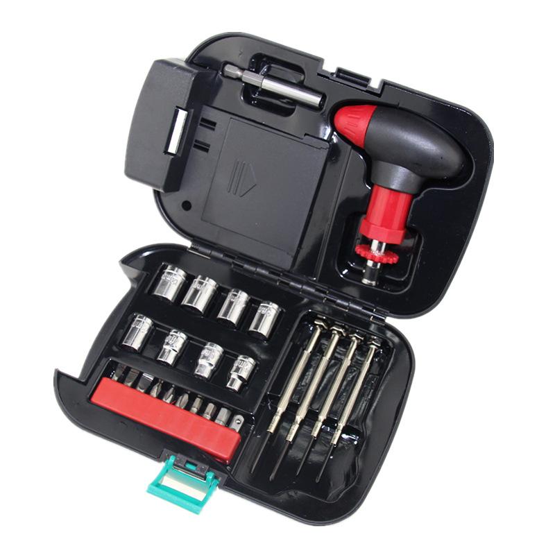 Home Multifunctional 24 In 1 Flashlight Repair Tool Box Set with Hard Case  Available Portable Hand Tool Kit