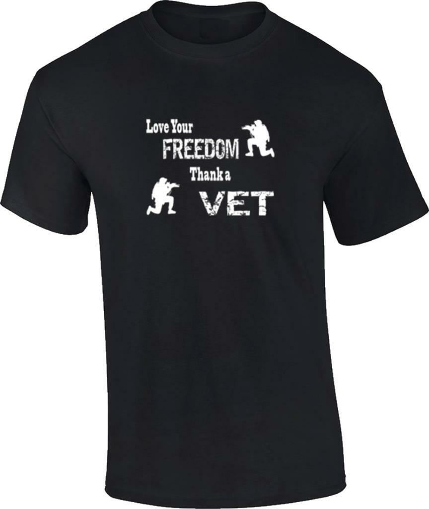 Love Your Freedom Thank A Vet T-Shirt Patriotic Military Veteran T-Shirt S