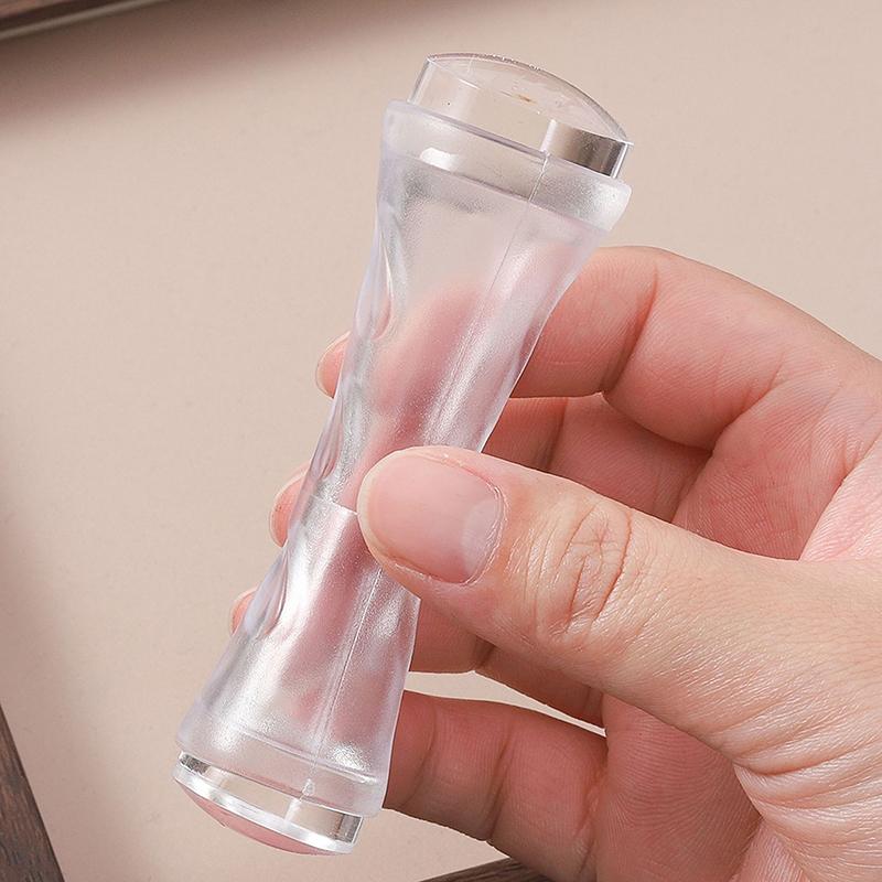 Carimbo de Silicone de Arco de Cabeça Dupla para Nail Art com Raspador Carimbos de Unha Macios Reutilizáveis Ferramentas de Manicure