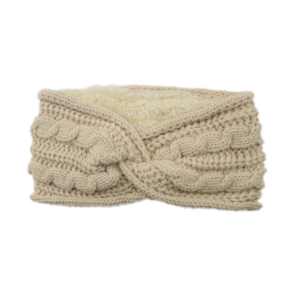 Winter Cross Knit Headband Thick Crochet Turban Knitted Ear Warmer with Plush Lining Ear Muffs Cold Weather Stocking Stuffers