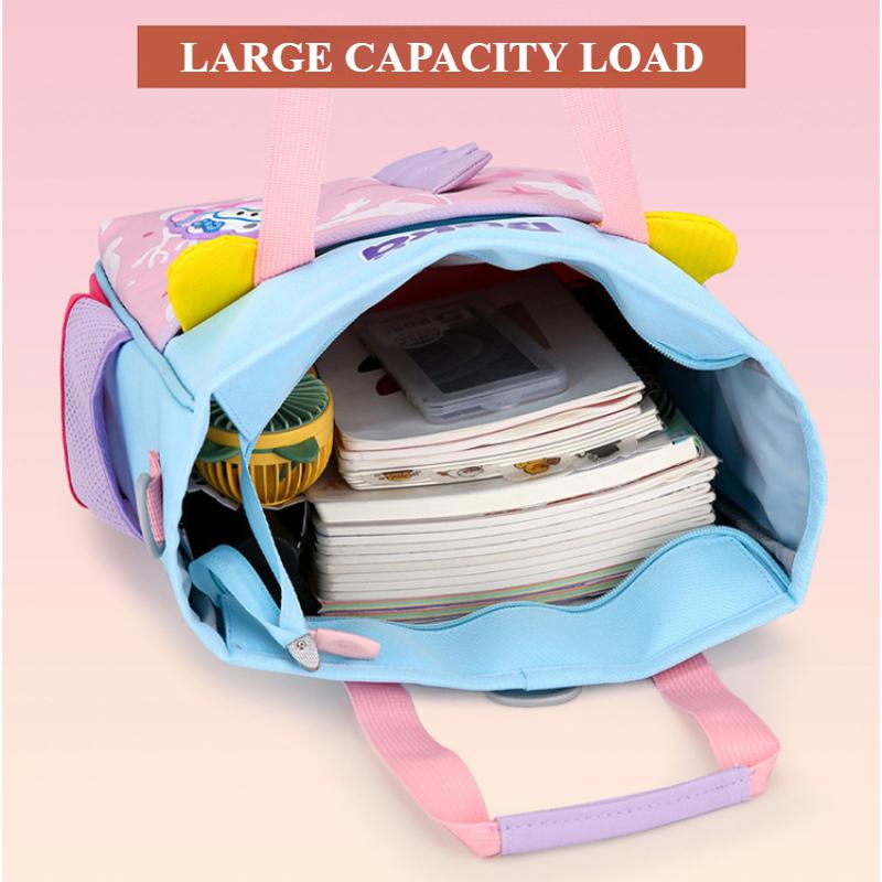 BUKA 3D Cartoon Dinosaur Handheld Tutoring Bags Special for Primary School Student Light Multi-functional Kid Messenger Bag Pupil Homework Storage Bag