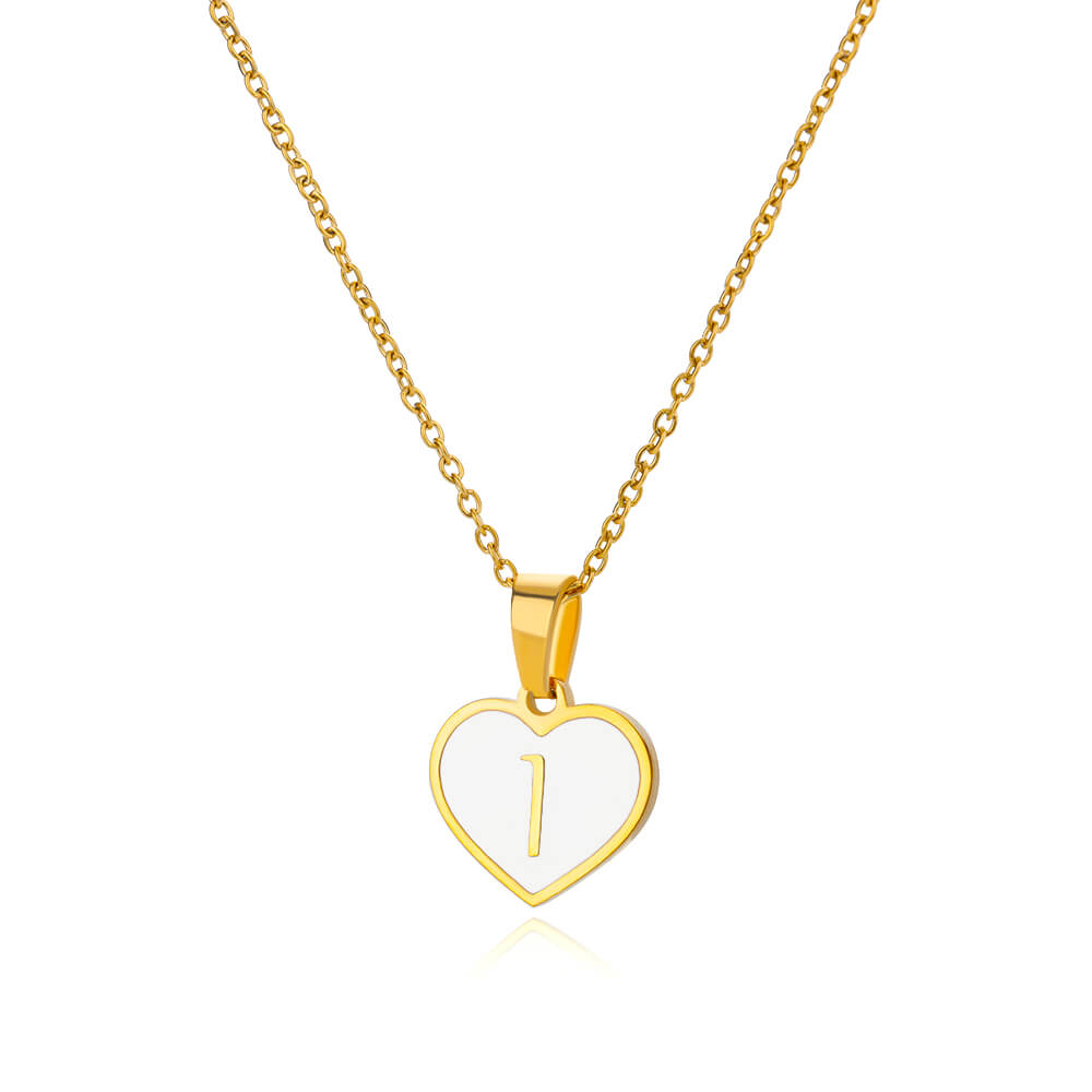 Stainless Steel Initial Letter Enamel White Heart Necklaces for Women Cute Name Pendant Charm Necklace Zircon Prom Accessories