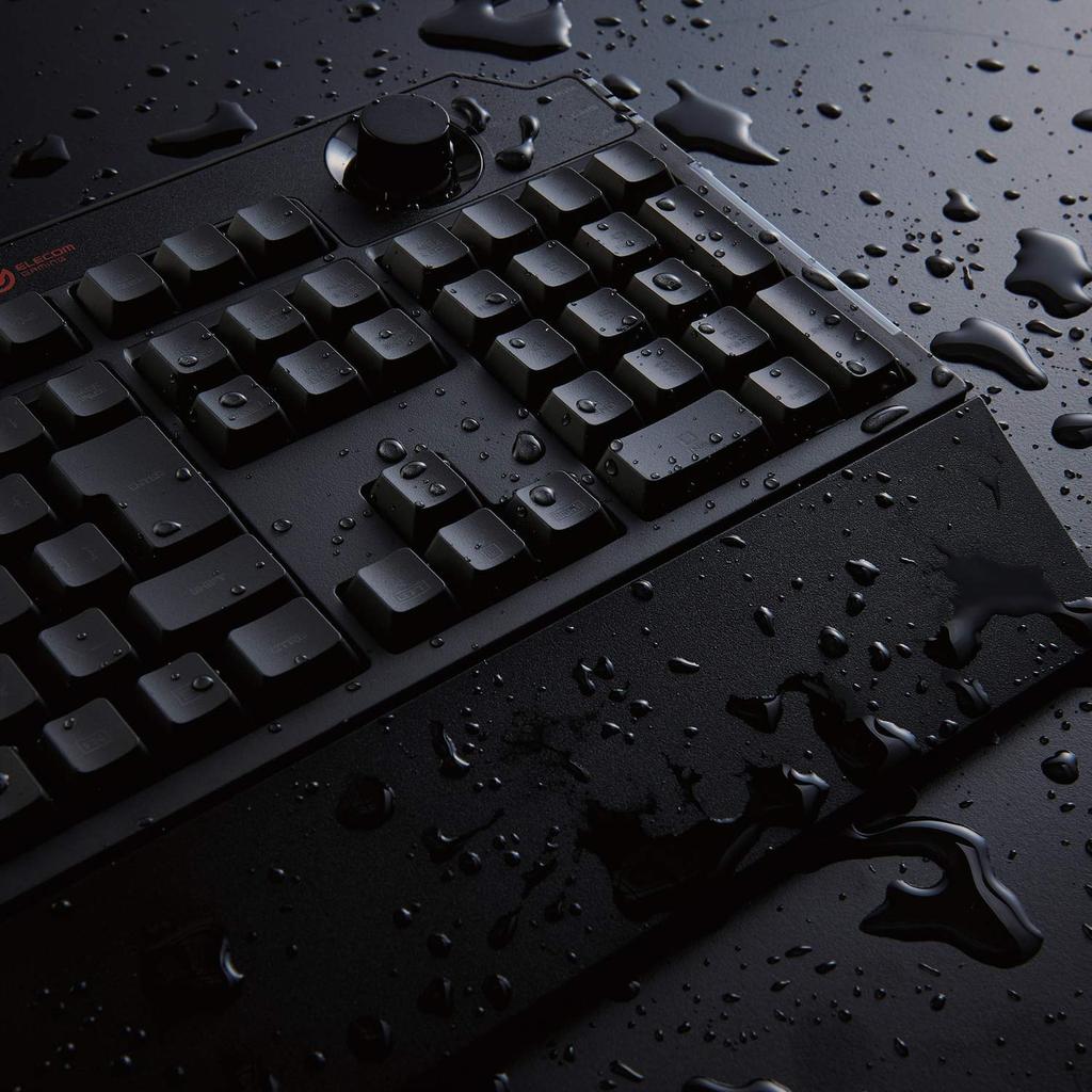 ELECOM TK-G02UMBK Wired Gaming Keyboard with Detachable Wrist Rest, Volume Dial, Membrane, Full Keys, Black