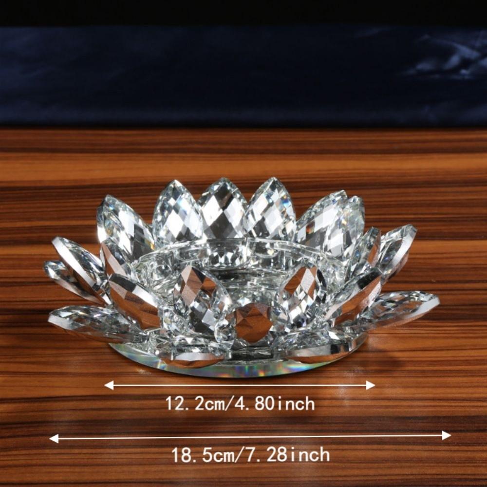Thicken Lotus Candle Holder Colorful Crystal Lotus Candlestick Wedding Party Decor