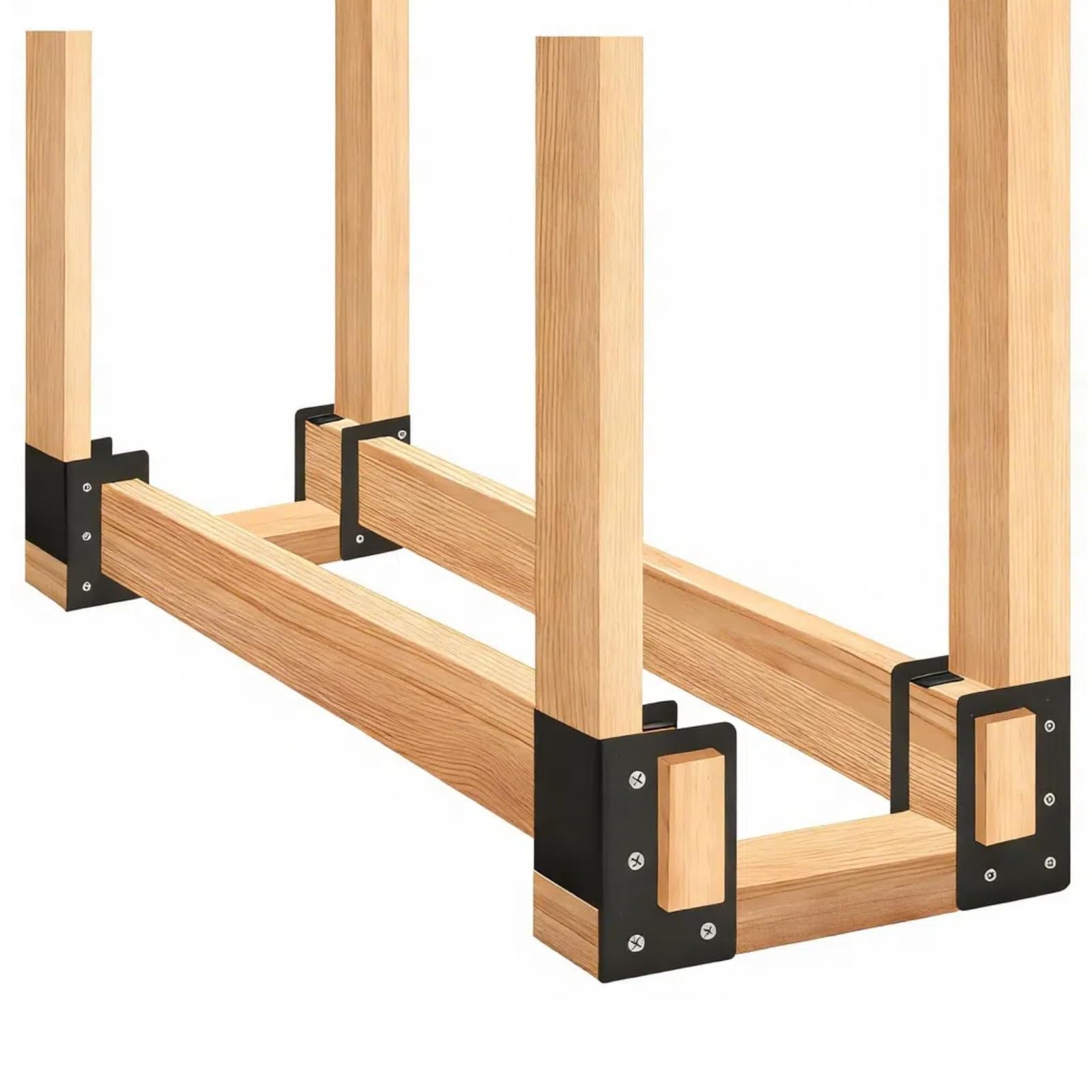 

AWCQSSYR Firewood Rack/Stand, Indoor/Outdoor Use, Fireplace/Stove Firewood Storage Rack, Adjustable, Heavy Duty Powder Coated Steel Bracket, Wooden Sc