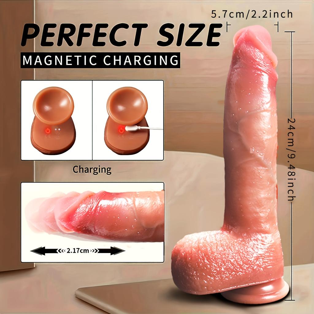 9-Mode Telescopic Remote Control Vibration Toy,Soft Liquid Silicone Material, Infrared Sensor, Battery Powered,Hands-Free Suction Cup for Women