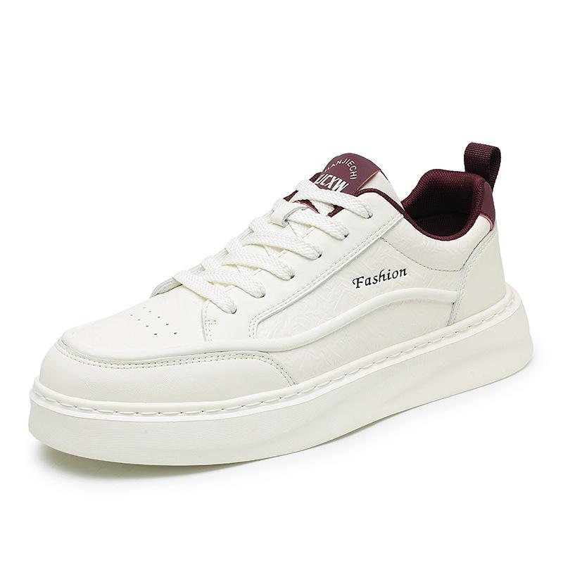 Men's shoes 2025 spring high-end versatile casual men's board shoes leather surface sports thick sole heightening small white tide shoes