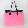Bolso de Hombro de Felpa Imitación Piel para Mujer, Color Contrastante, Portátil, Gran Capacidad, Bolso de Moda Europeo y Americano, Explosión de Verano