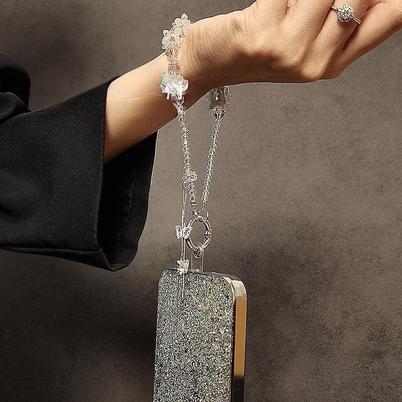 Exquisite Beaded Bracelet with Flower Butterfly Tassel and Versatile Phone Chain